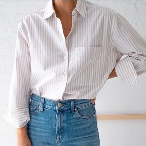 AYR The Deep End Oxford Shirt in Tan Stripe